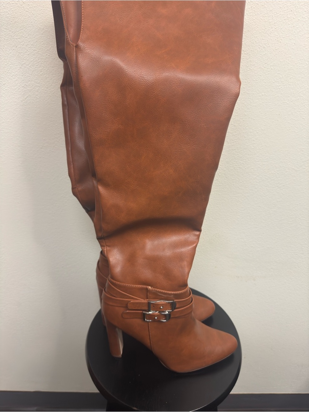 Women's Tall Tan Boot with Buckle Accent